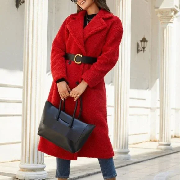 LADY IN RED Faux sherpa Teddy Coat - Picture 4 of 11
